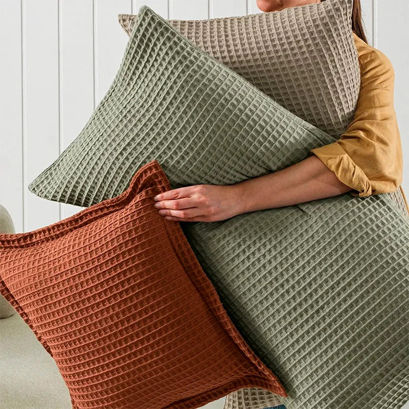 Almofada Decorativa Quadrada 100% Algodão Denver Karsten Ocre - Imagem 3