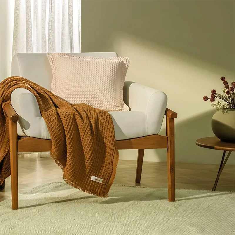 Almofada Decorativa Quadrada 100% Algodão Denver Karsten Ocre - Imagem 4