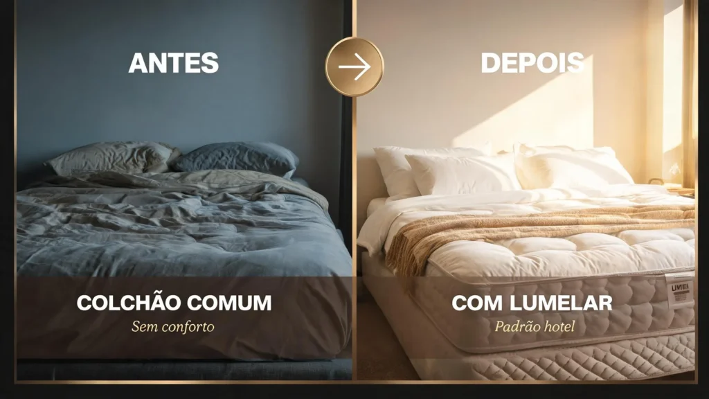 Antes e depois do Pillow Top Lumelar