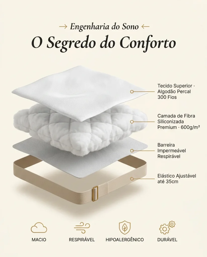Infográfico anatômico das 4 camadas do Pillow Top Lumelar