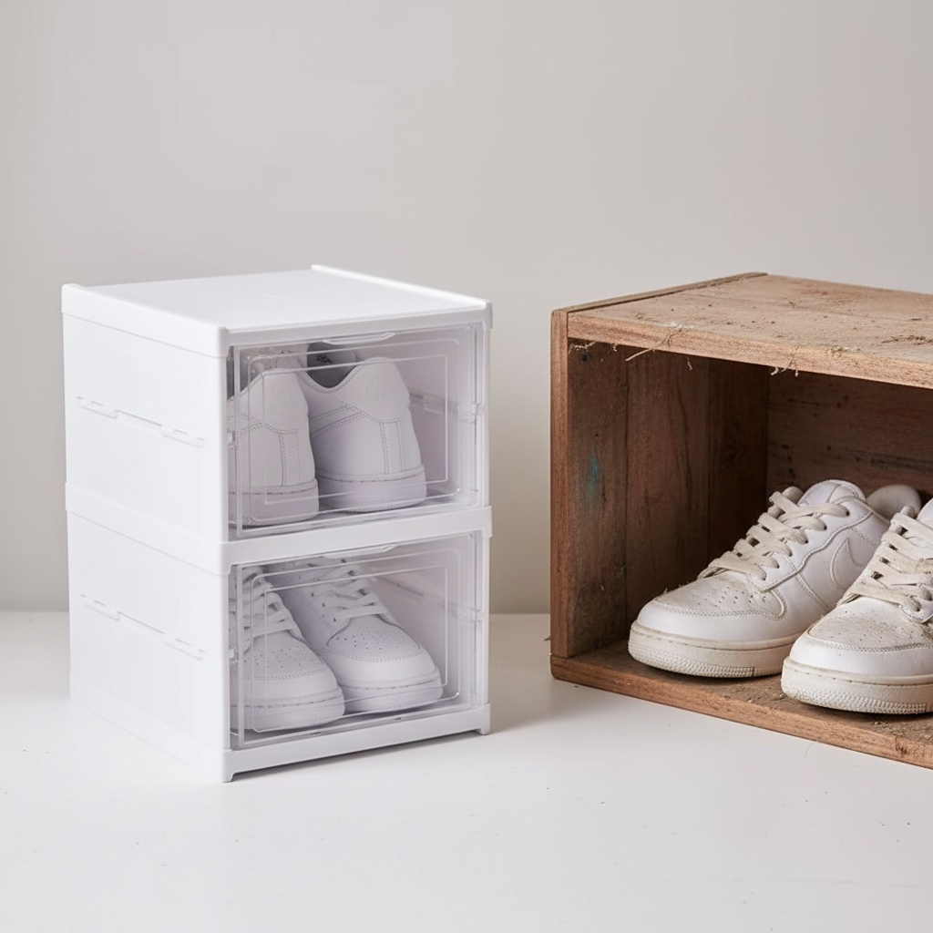 Kit Organizador de Sapatos Empilhável Transparente — Dobrável Antipoeira - Imagem 5