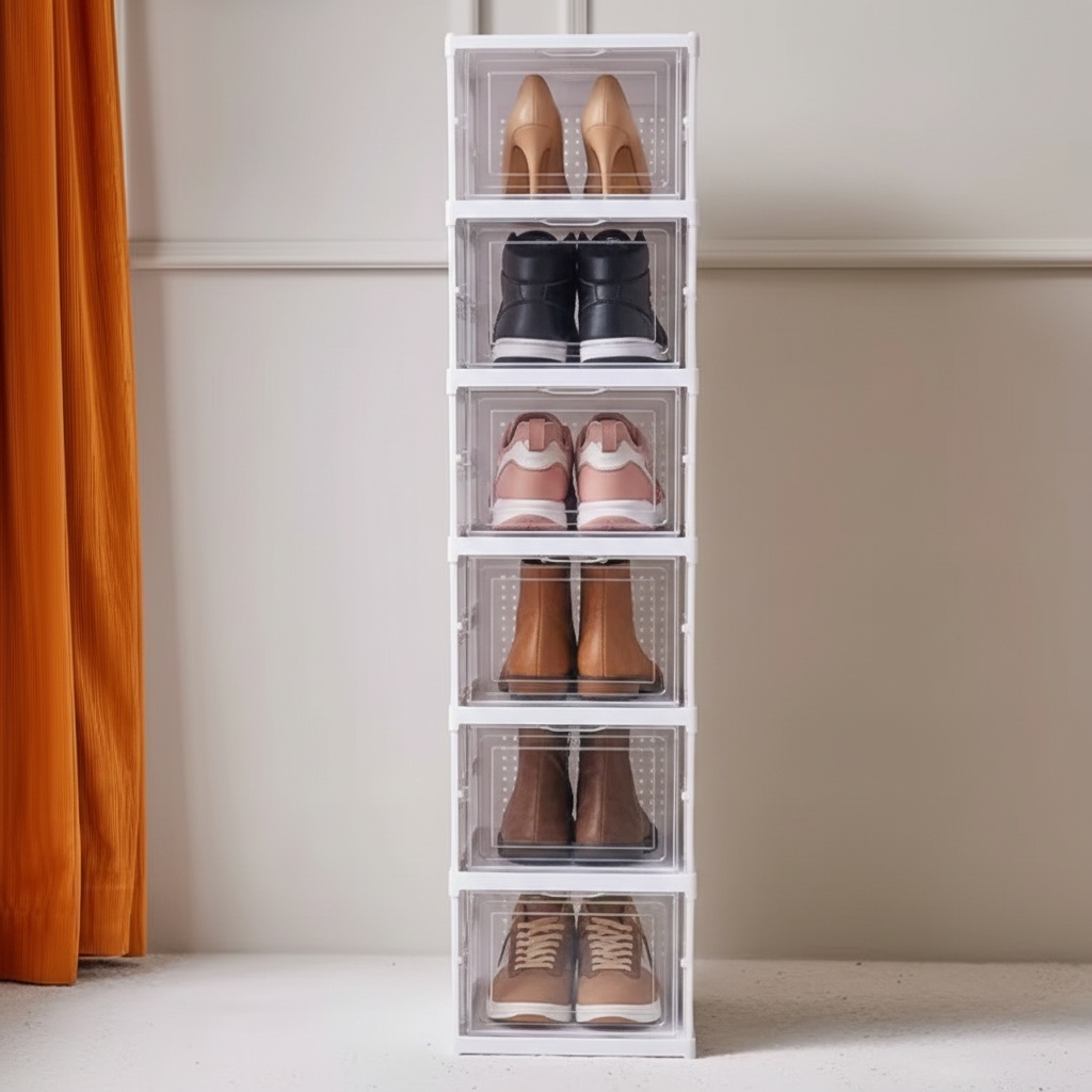 Kit Organizador de Sapatos Empilhável Transparente — Dobrável Antipoeira - Imagem 6