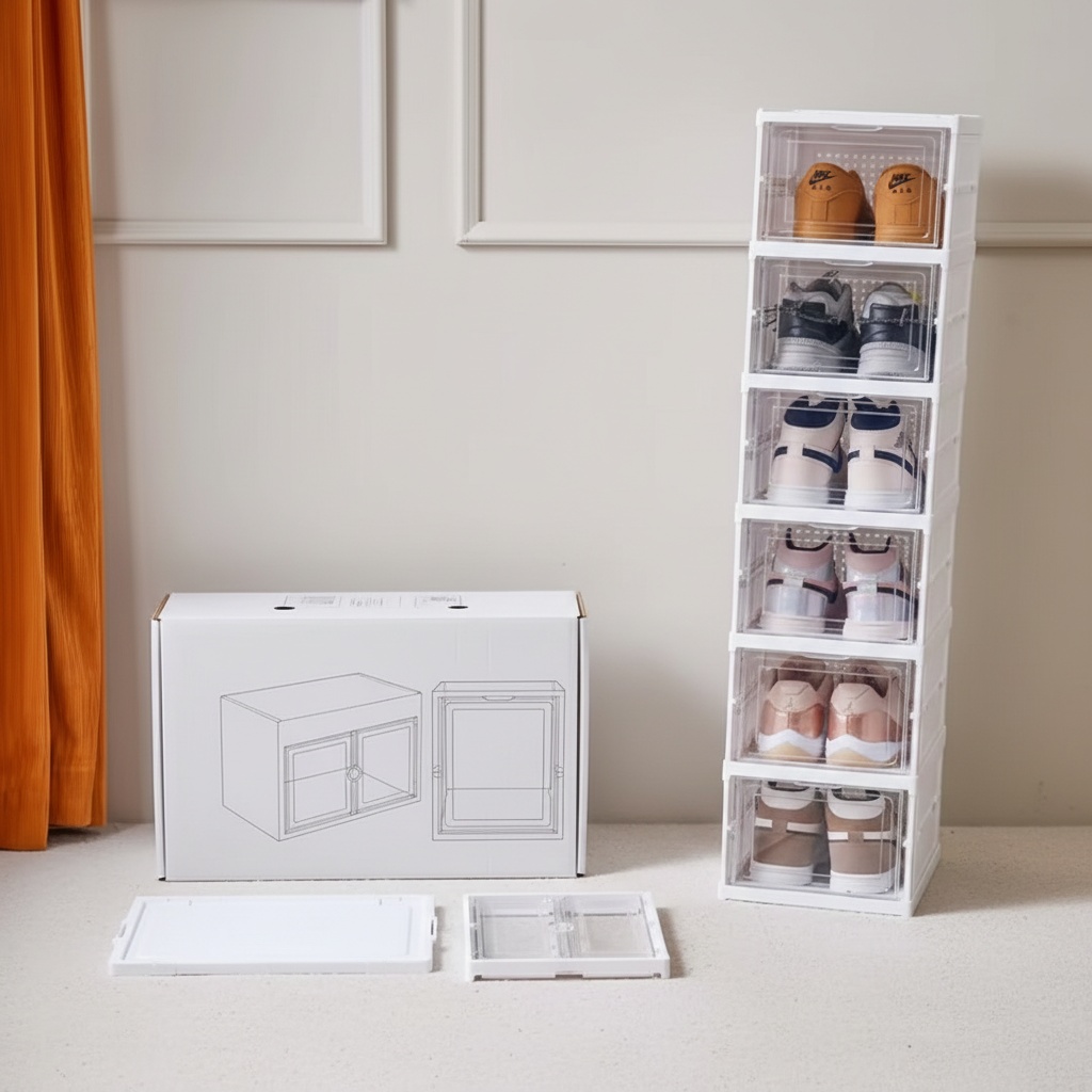 Kit Organizador de Sapatos Empilhável Transparente — Dobrável Antipoeira - Imagem 8